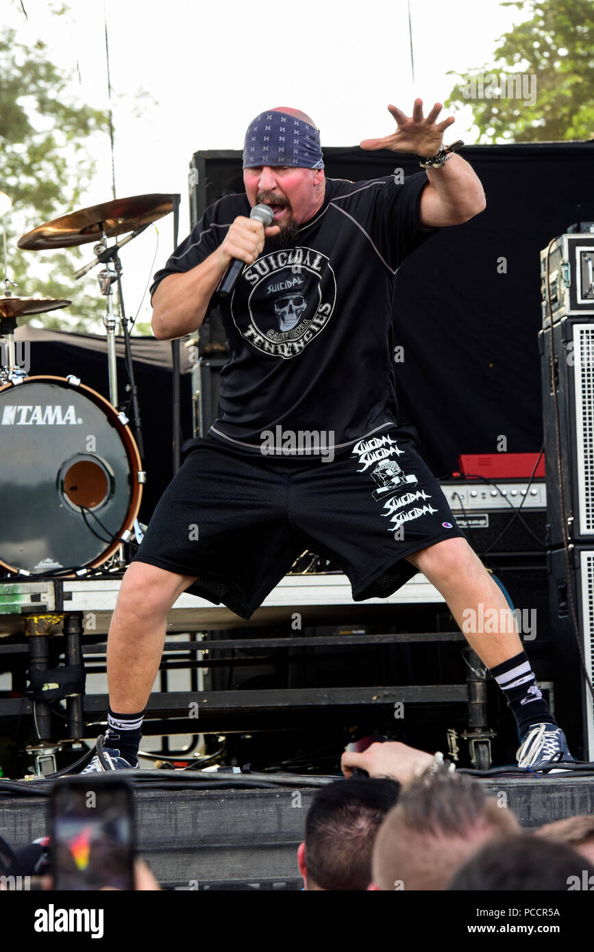 Mansfield, Ohio, 15 luglio, 2018. Tendenze suicidarie in scena a Inkarceration Fest 2018. Credito: Ken Howard/Alamy Foto Stock