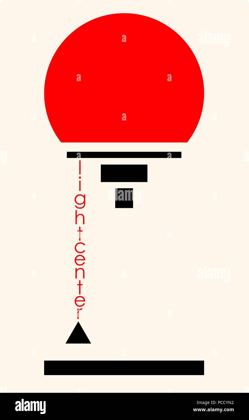 Lampada astratto e forme geometriche centro di luce logo minimalista Illustrazione Vettoriale