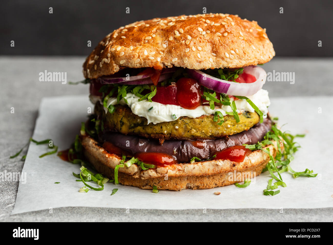 Hamburger vegetariano Foto Stock