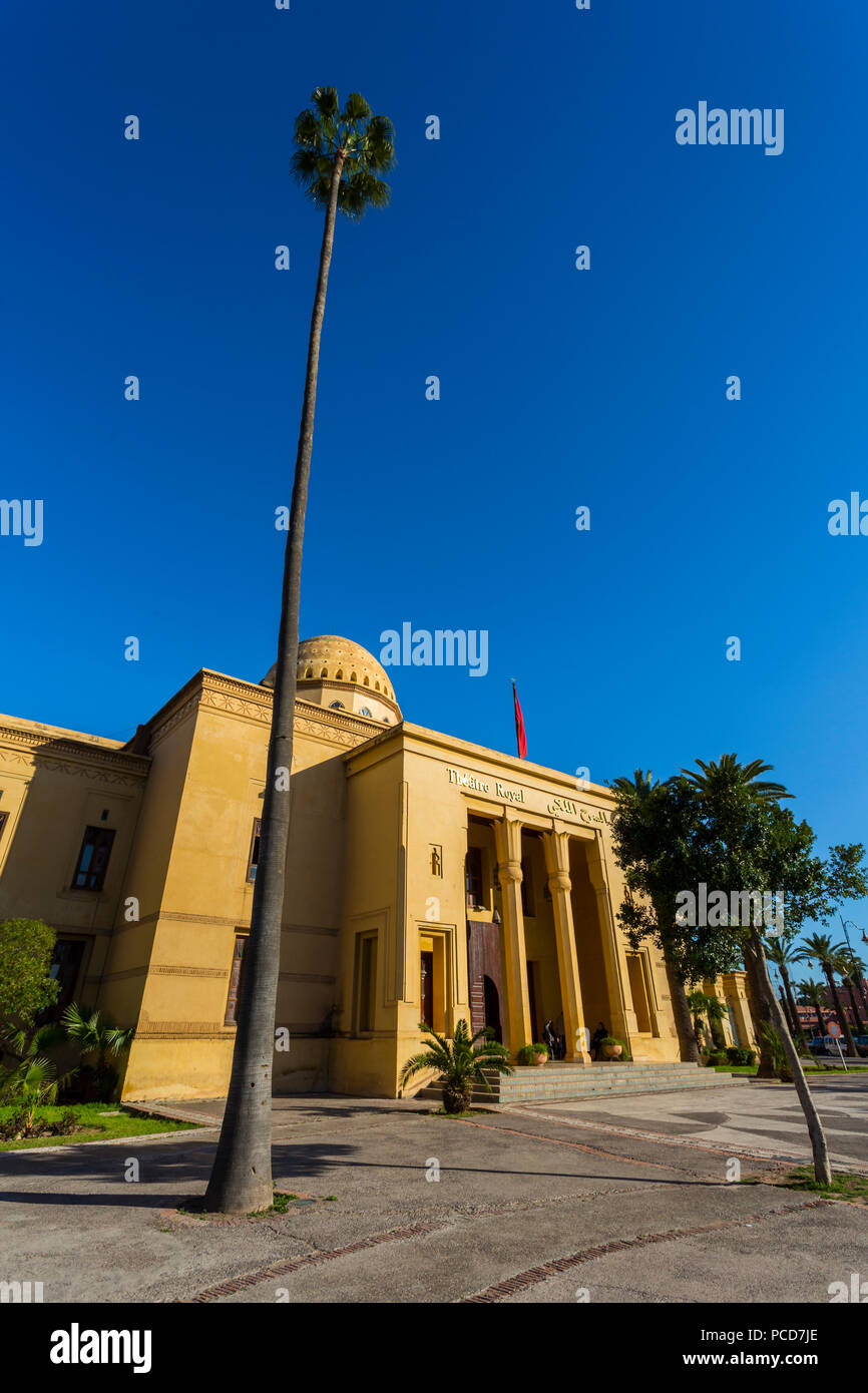 Vista del Teatro reale sull'Avenue Mohammed VI, Marrakech, Marocco, Africa Settentrionale, Africa Foto Stock