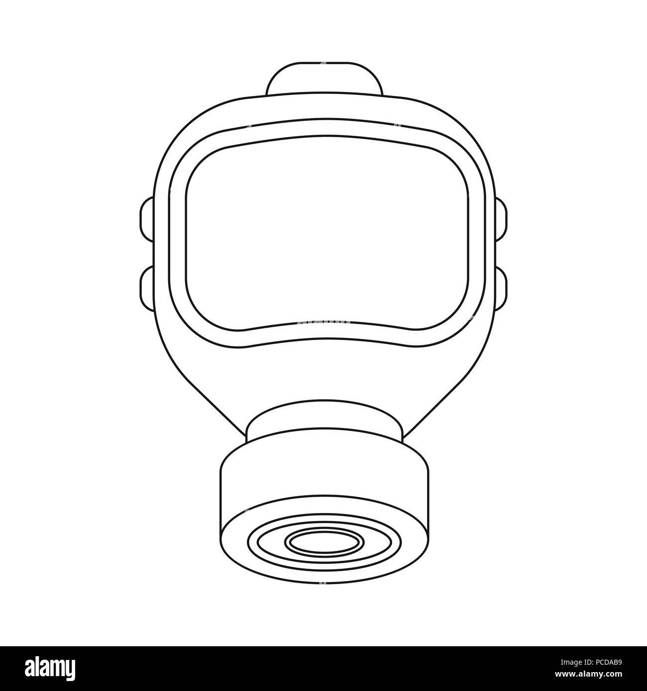 Fire maschera a gas icona di stile di contorno. Silhouette singola attrezzatura antincendio icona da grande reparto antincendio contorno. Illustrazione Vettoriale