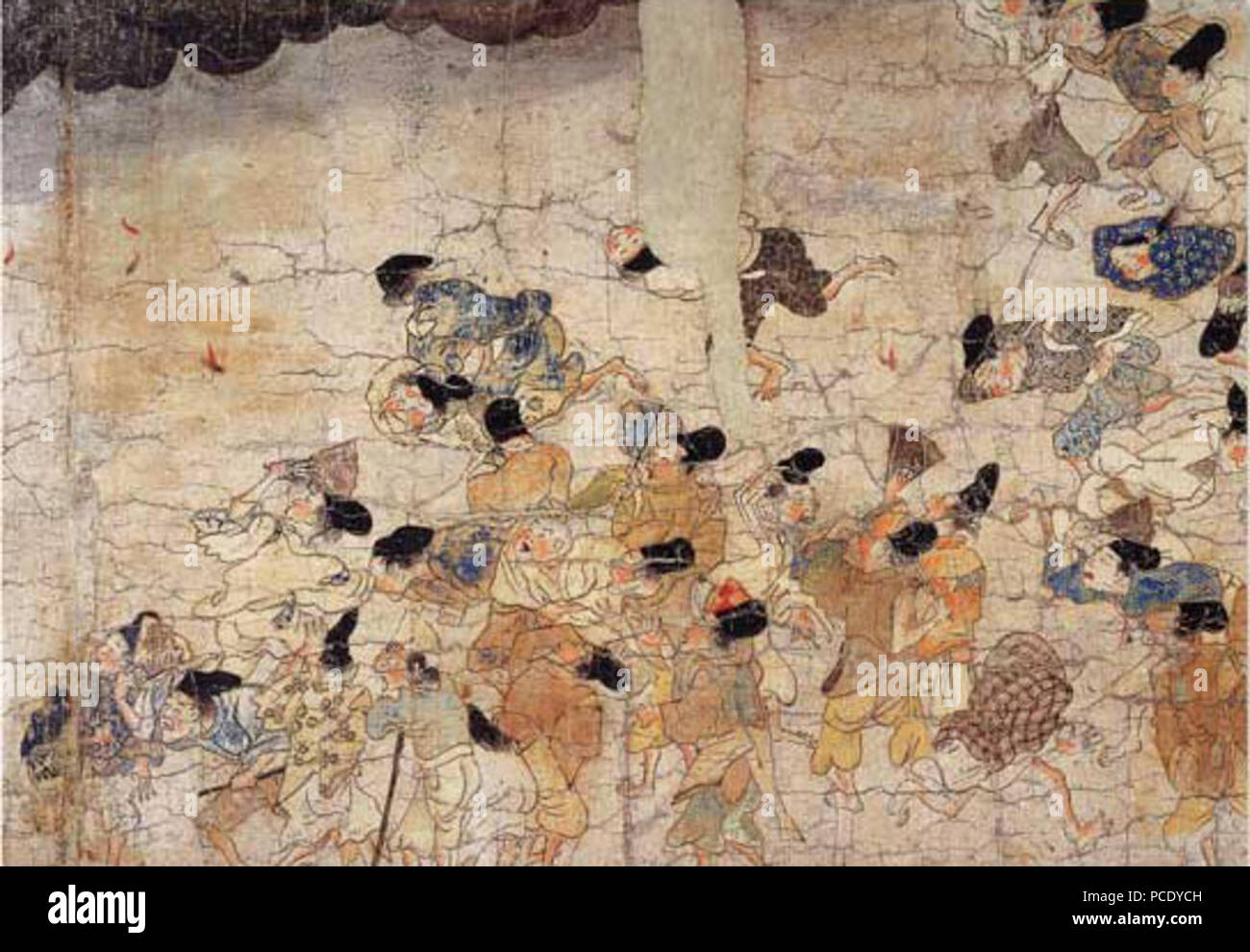 70 Ban Dainagon Ekotoba - Fire e persone C Foto Stock