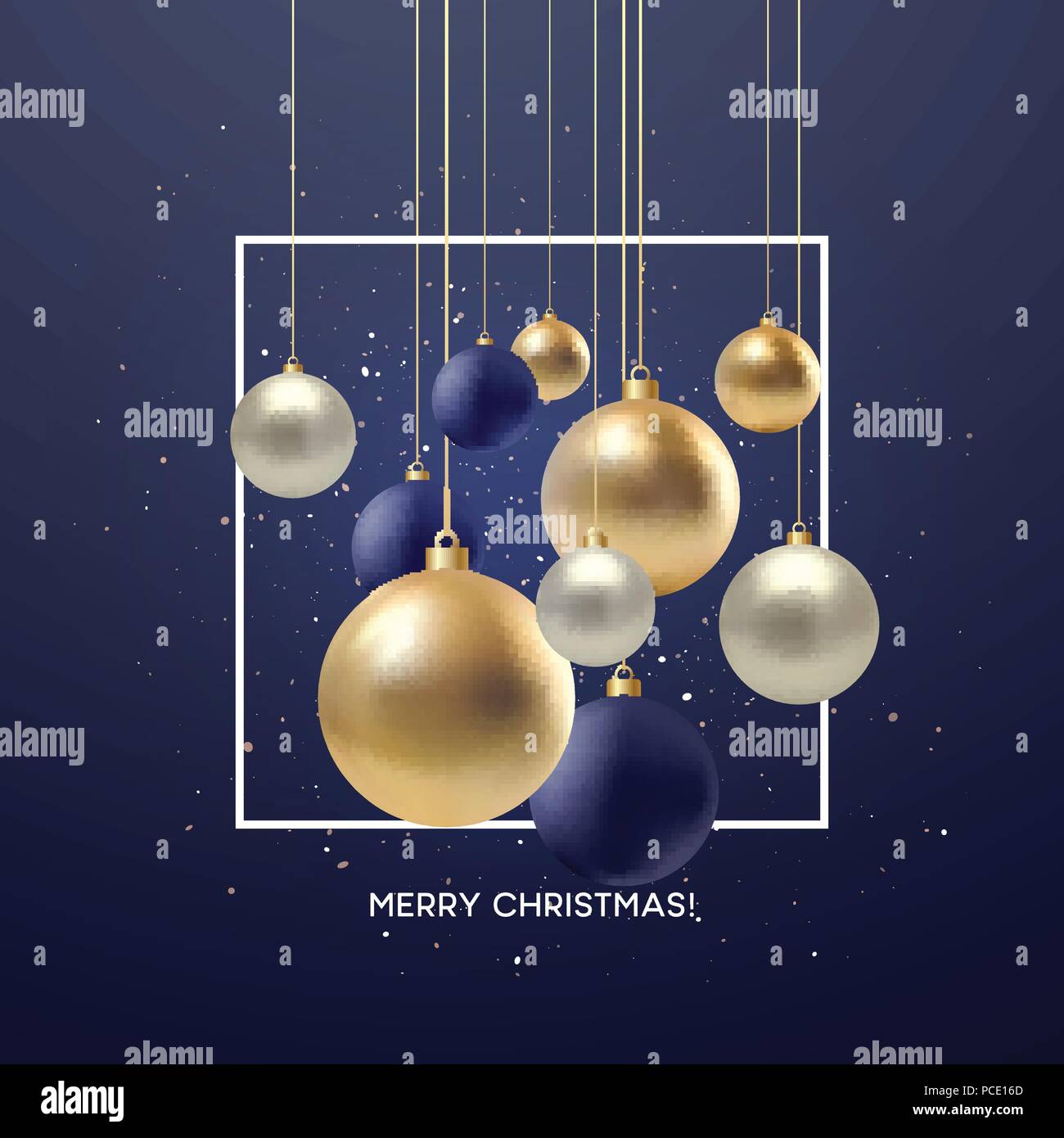 Biglietti Di Natale Glitterati.Natale Biglietto Di Auguri Design Di Xmas Nero Silvr Oro Pallina Con Golden Glitter Coriandoli Illustrazione Vettoriale Immagine E Vettoriale Alamy