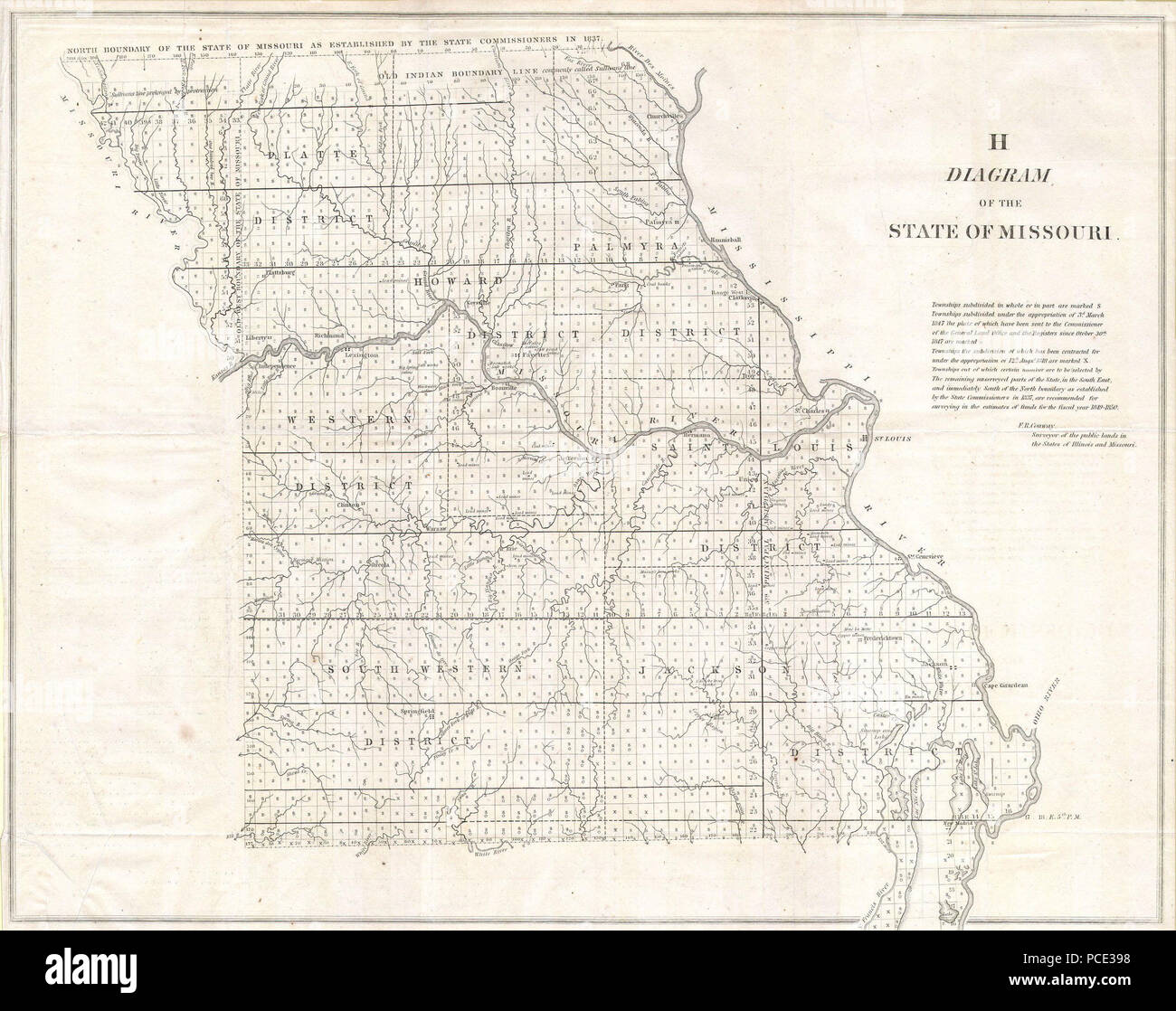 8 1850 Land Survey Mappa del Missouri - Geographicus - MO-LS-1850 Foto Stock