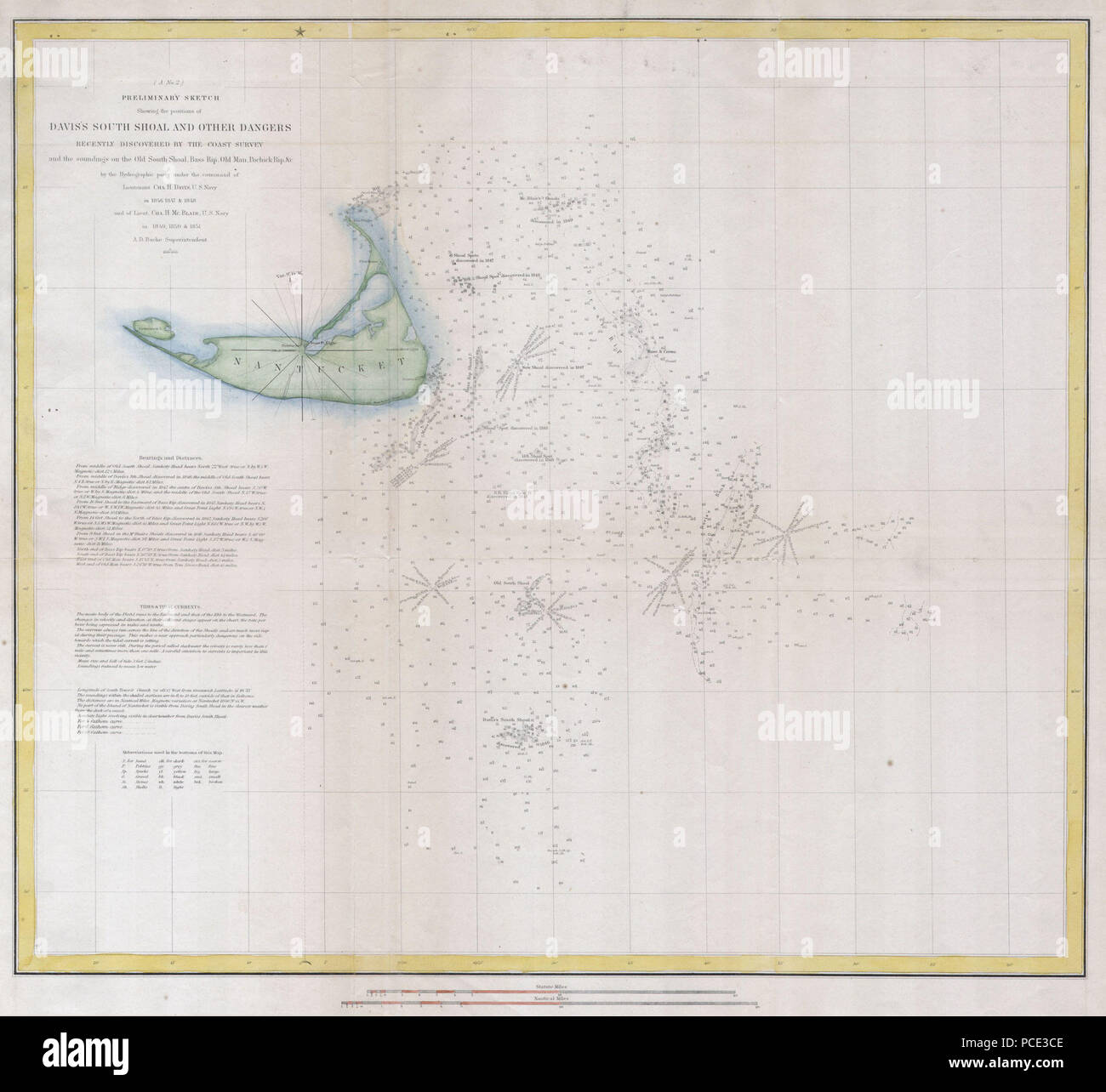 8 1852 U.S.C.S. La mappa o il grafico di Nantucket, Massachusetts - Geographicus - Nantucket-uscs-1852 Foto Stock