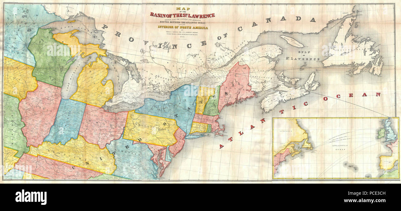 8 1853 Andrews Mappa dei Grandi Laghi e di San Lorenzo - Bacino Geographicus - StLawrence-andrews-1853 Foto Stock