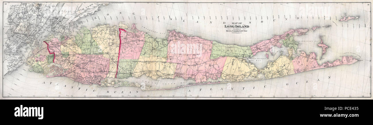 10 1873 birre Mappa di parete di Long Island, New York - Geographicus - LongIsland-birre-1873 Foto Stock