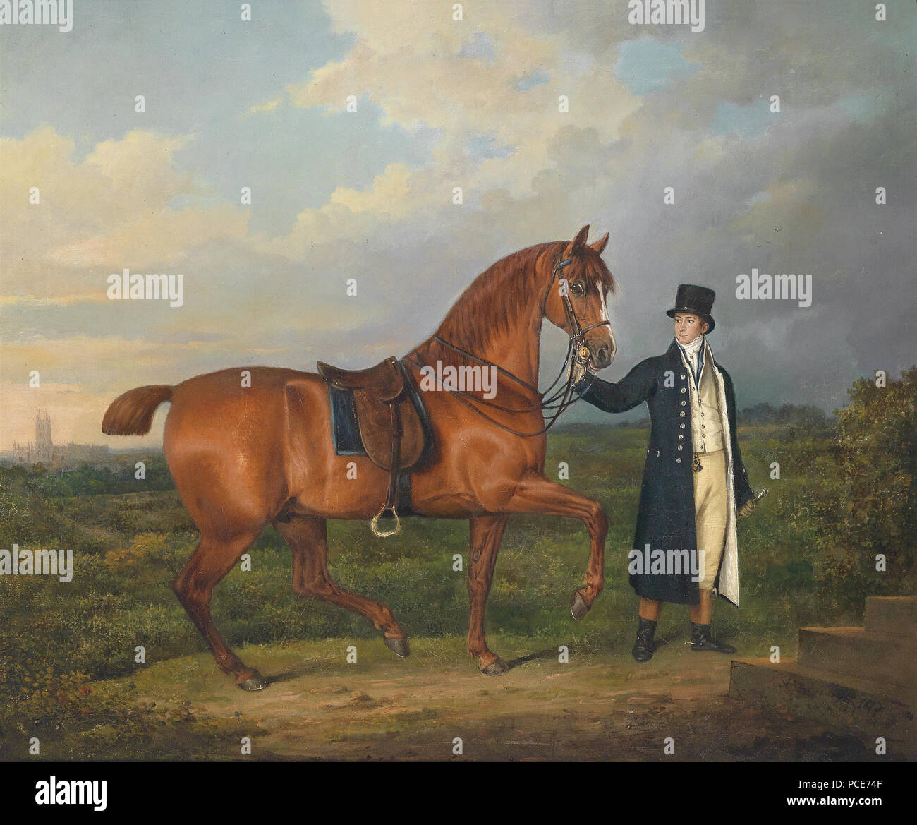 26 Adam Junger Mann mit seinem Reitpferd 1817 Foto Stock