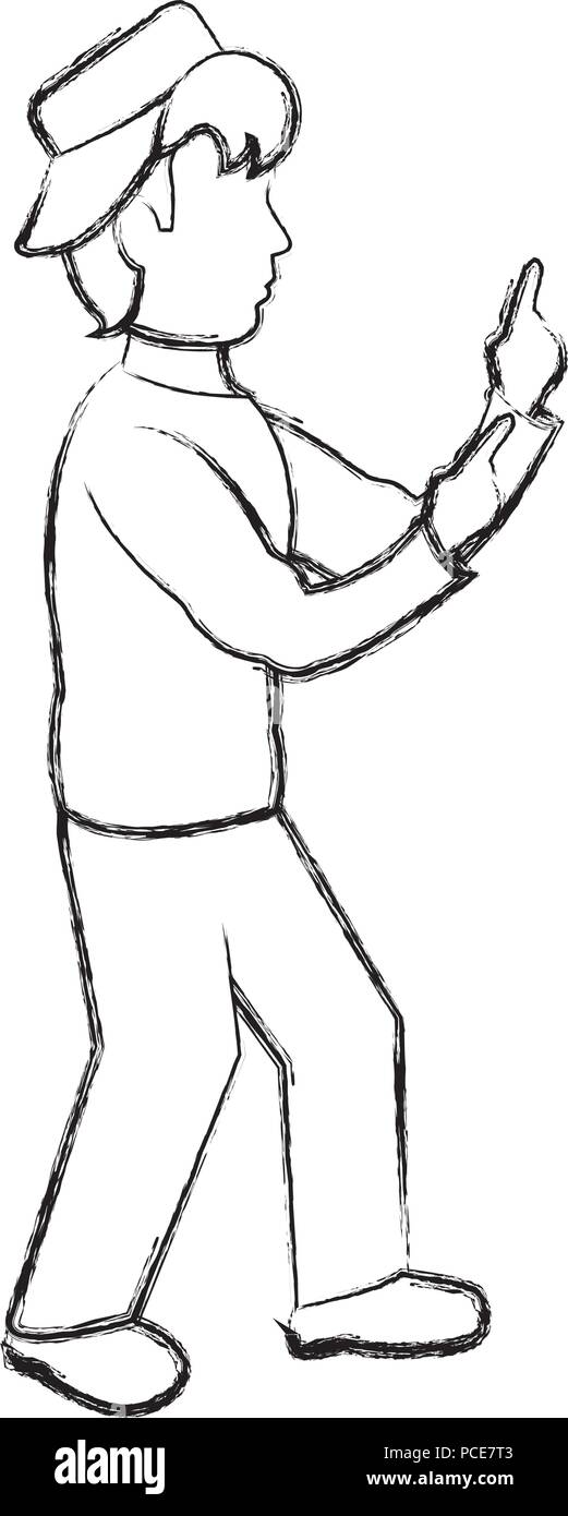 Grunge funny man con cal e abiti casual Illustrazione Vettoriale