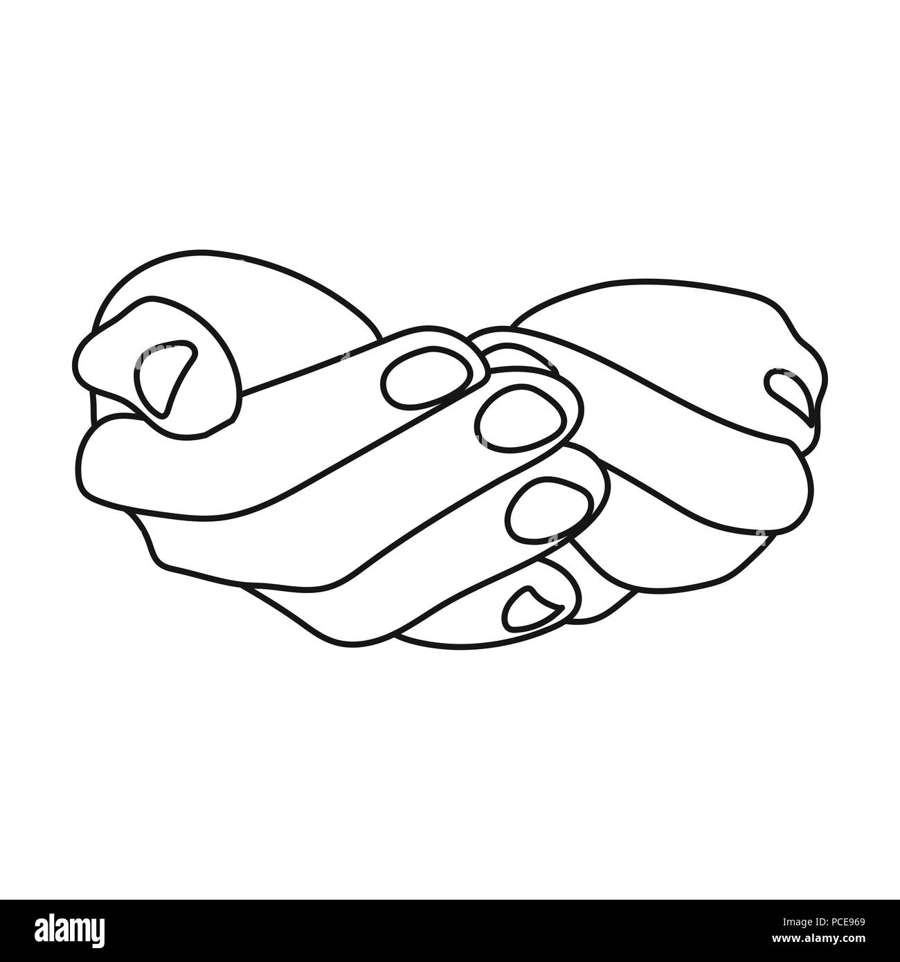 Chiedere elemosina icona in stile contorno isolati su sfondo bianco. Gesti con le mani il simbolo illustrazione vettoriale. Illustrazione Vettoriale