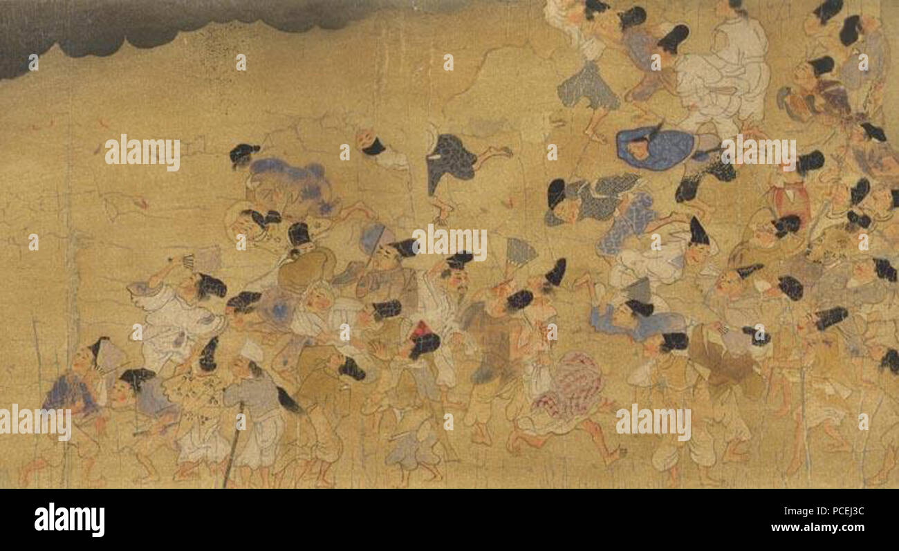 70 Ban Dainagon Ekotoba - Fire e persone B Foto Stock