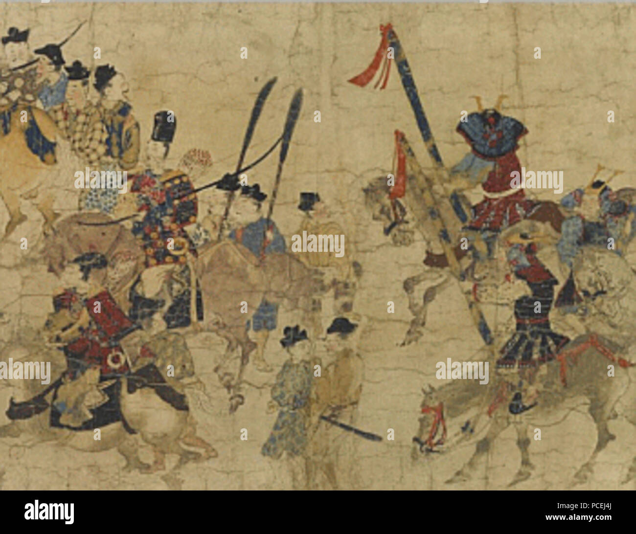 70 Ban Dainagon Ekotoba - persone su cavalli Foto Stock