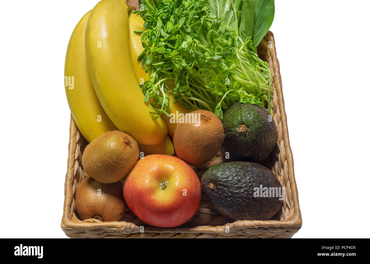 Frutta e verdure fresche in un cestello closeup.frutta e verdura, organico, sano e naturale, freshnes, dessert, gustoso,branch Foto Stock