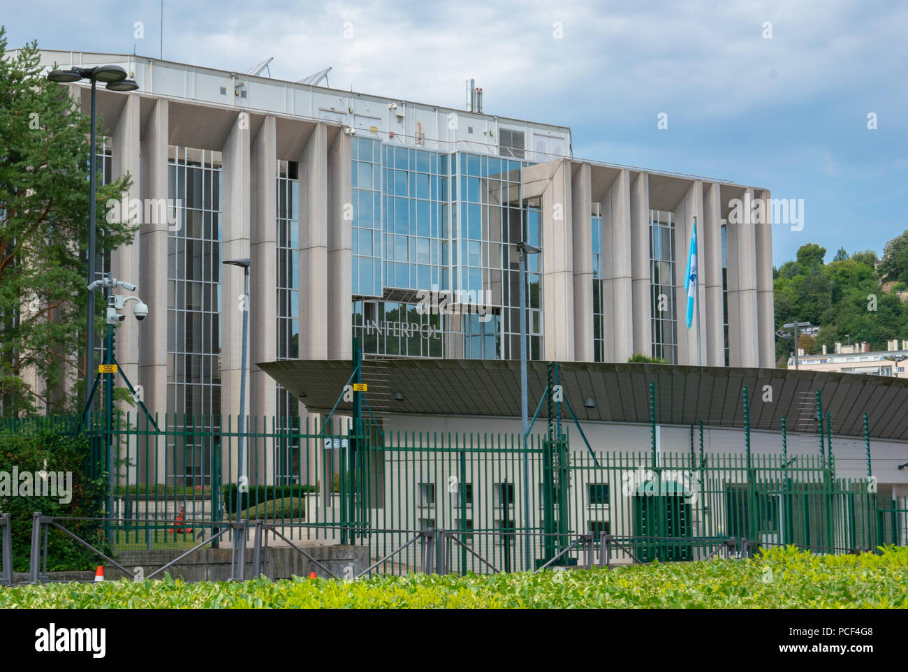 Lione Francia, 1 Agosto 2018: quartier generale di Interpol edificio per uffici a Lione Francia Foto Stock