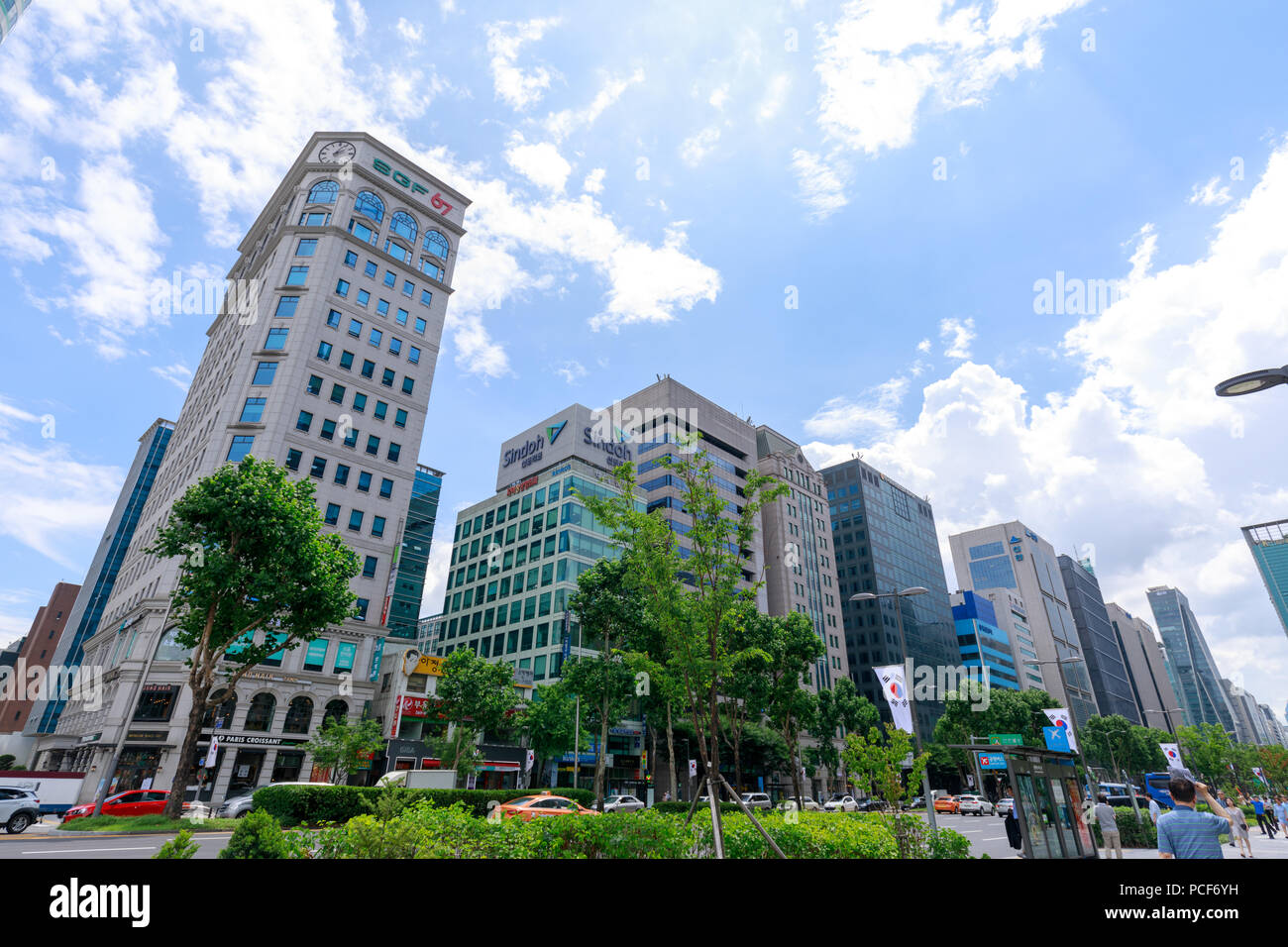 Seoul, Corea del Sud - 3 Luglio 2018 : Samseong-dong grattacieli nel quartiere di Gangnam di Seoul città Foto Stock