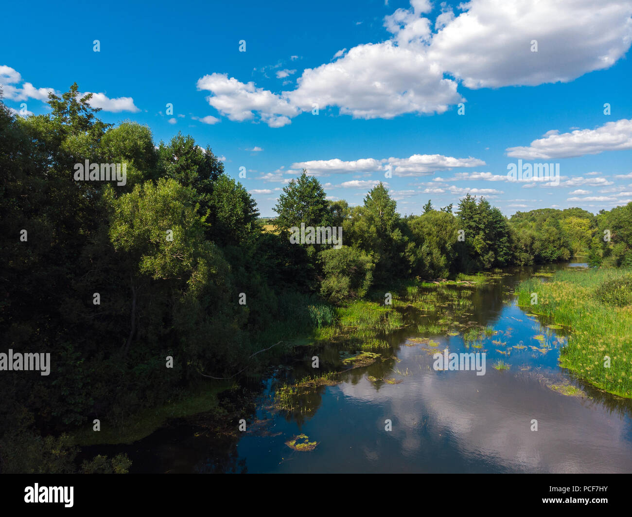 Estate paesaggio con fiume in Russia Foto Stock