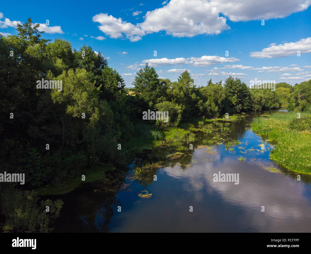 Estate paesaggio con fiume in Russia Foto Stock