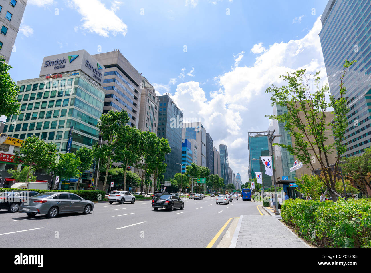 Seoul, Corea del Sud - 3 Luglio 2018 : Samseong-dong grattacieli nel quartiere di Gangnam di Seoul città Foto Stock