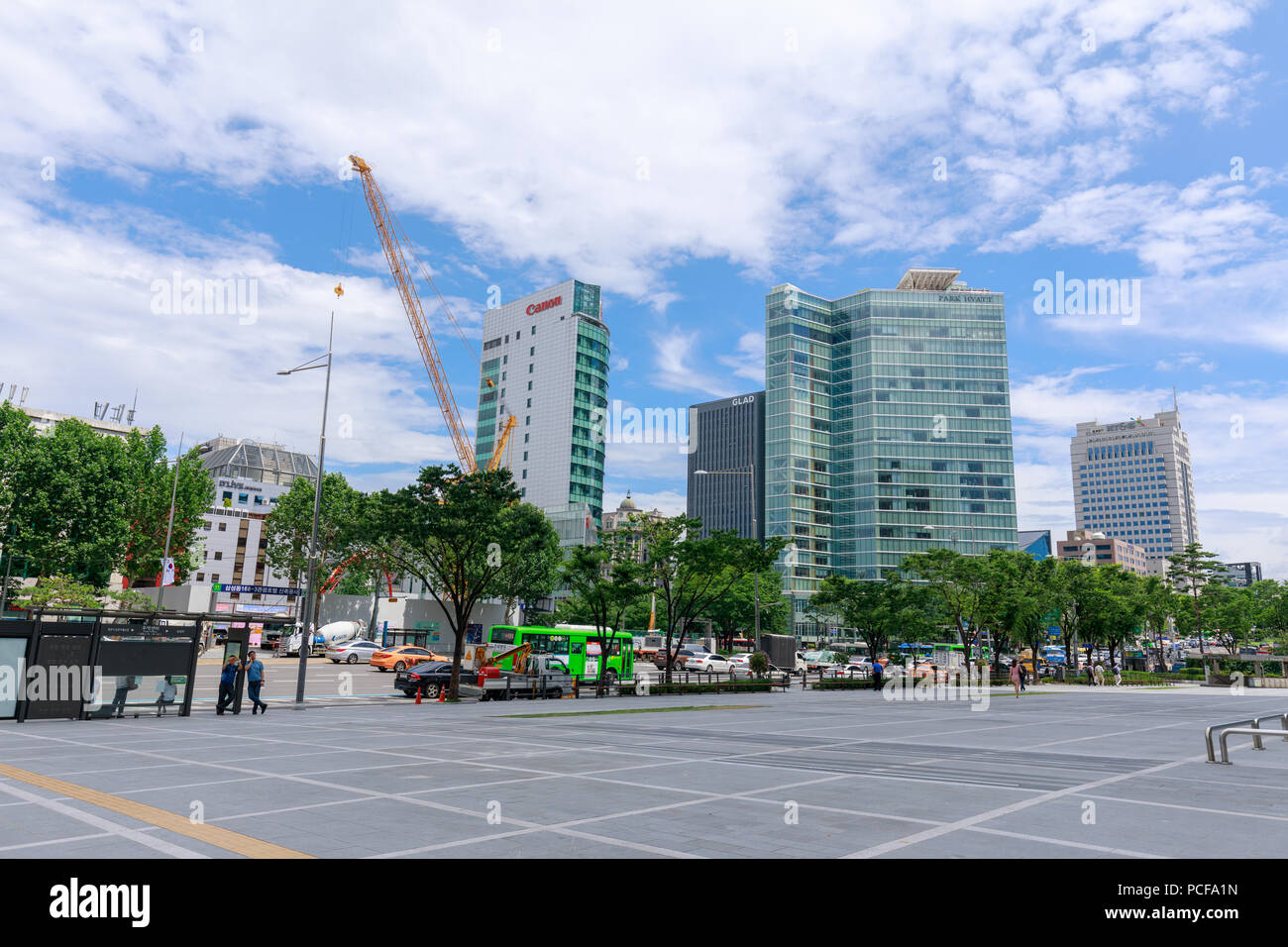 Seoul, Corea del Sud - 3 Luglio 2018 : Samseong-dong grattacieli nel quartiere di Gangnam di Seoul città Foto Stock