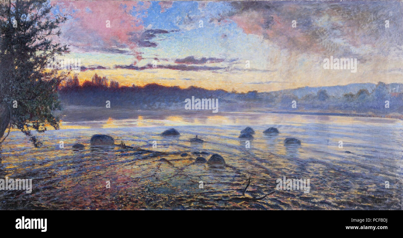 66 Axel Fahlcrantz, Motala ström, aftonstämning, 1894, Göteborgs konstmuseum Foto Stock