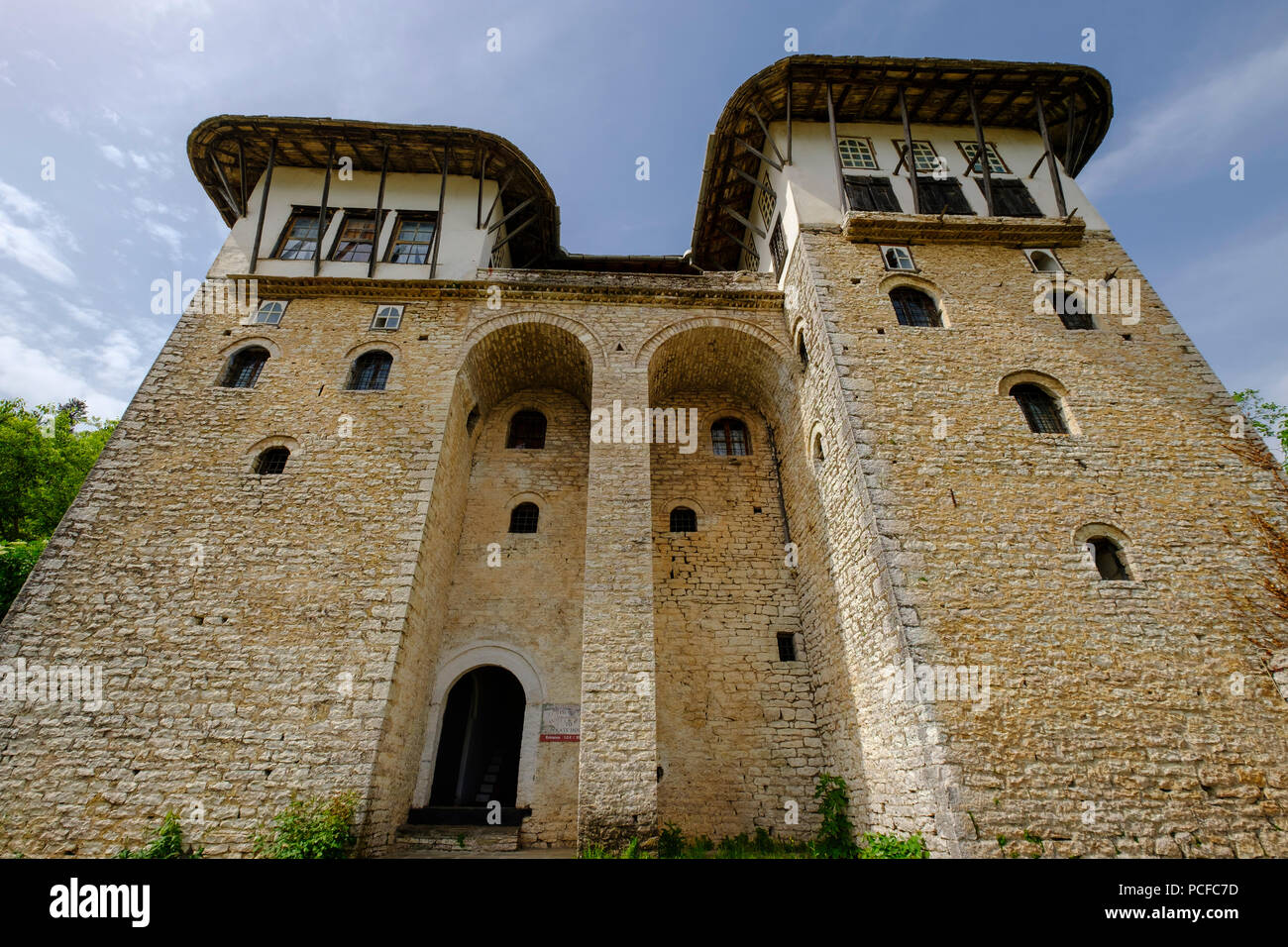 Zekate House, casa fortificata, Shtëpia e Zekatëve, Argirocastro, Gjirokastër, Albania Foto Stock