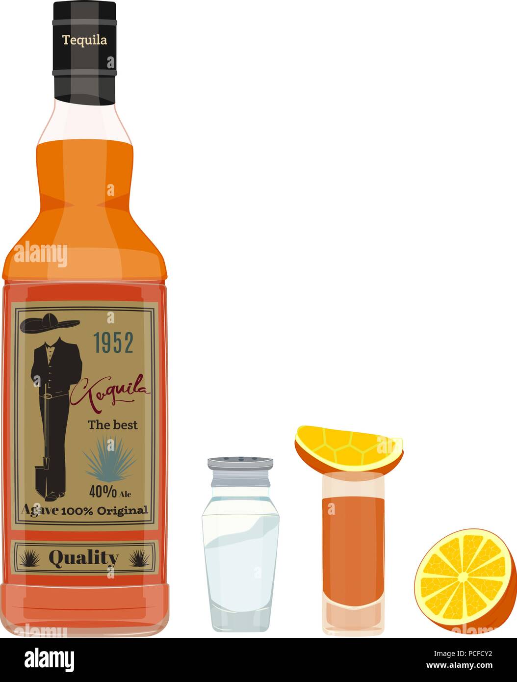 Set di Tequila vettore stile piatto design illustrazione Illustrazione Vettoriale