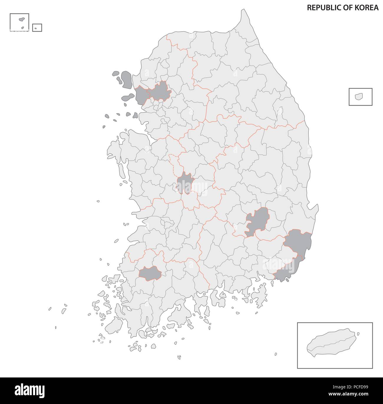 Corea del sud politica e amministrativa di mappa vettoriale. Illustrazione Vettoriale