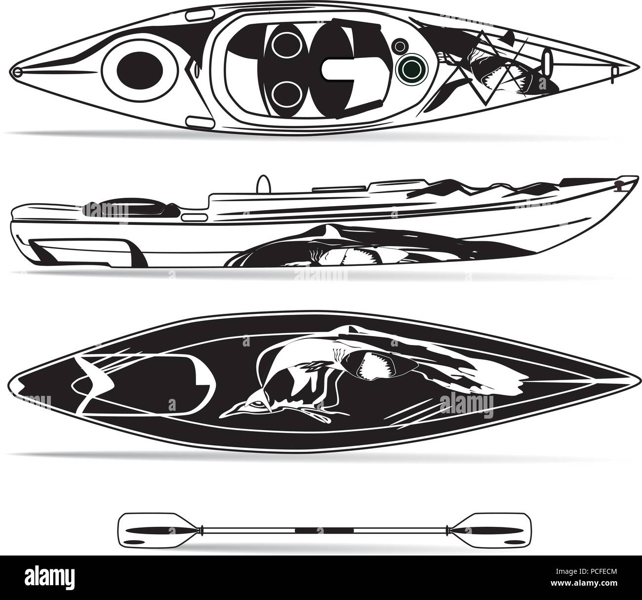 Illustrazione Vettoriale del kayak con paddle Illustrazione Vettoriale