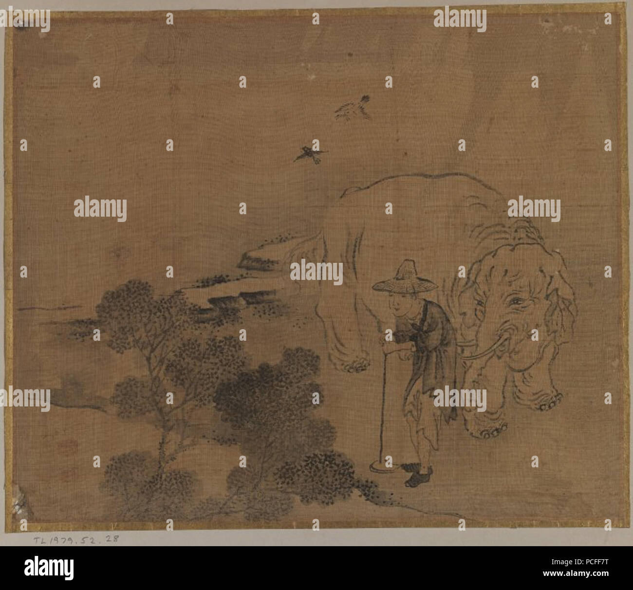 100 Brooklyn Museum - Contadino ed Elephant Album Leaf Pittura Foto Stock