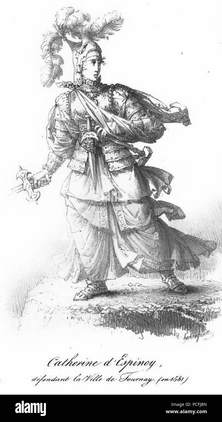 118 Caterina d'Espinoy défendant Tournay en 1581 Foto Stock