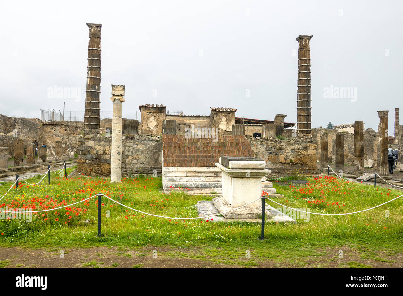 Pompei è un vasto sito archeologico in Italia meridionale della regione Campania, vicino alla costa del Golfo di Napoli. Una volta una fiorente e sofisticate Roma Foto Stock