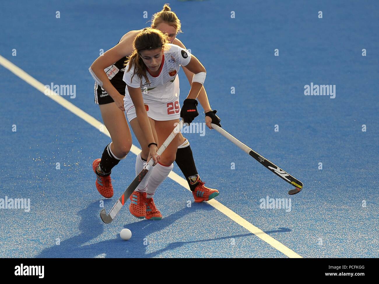 Lucia Jimenez (ESP). Germania V SPAGNA. Match 29. Quarti. Womens Hockey World Cup 2018. Lee Valley hockey center. Queen Elizabeth Olympic Park. Stratford. Londra. Regno Unito. 01/08/2018. Foto Stock