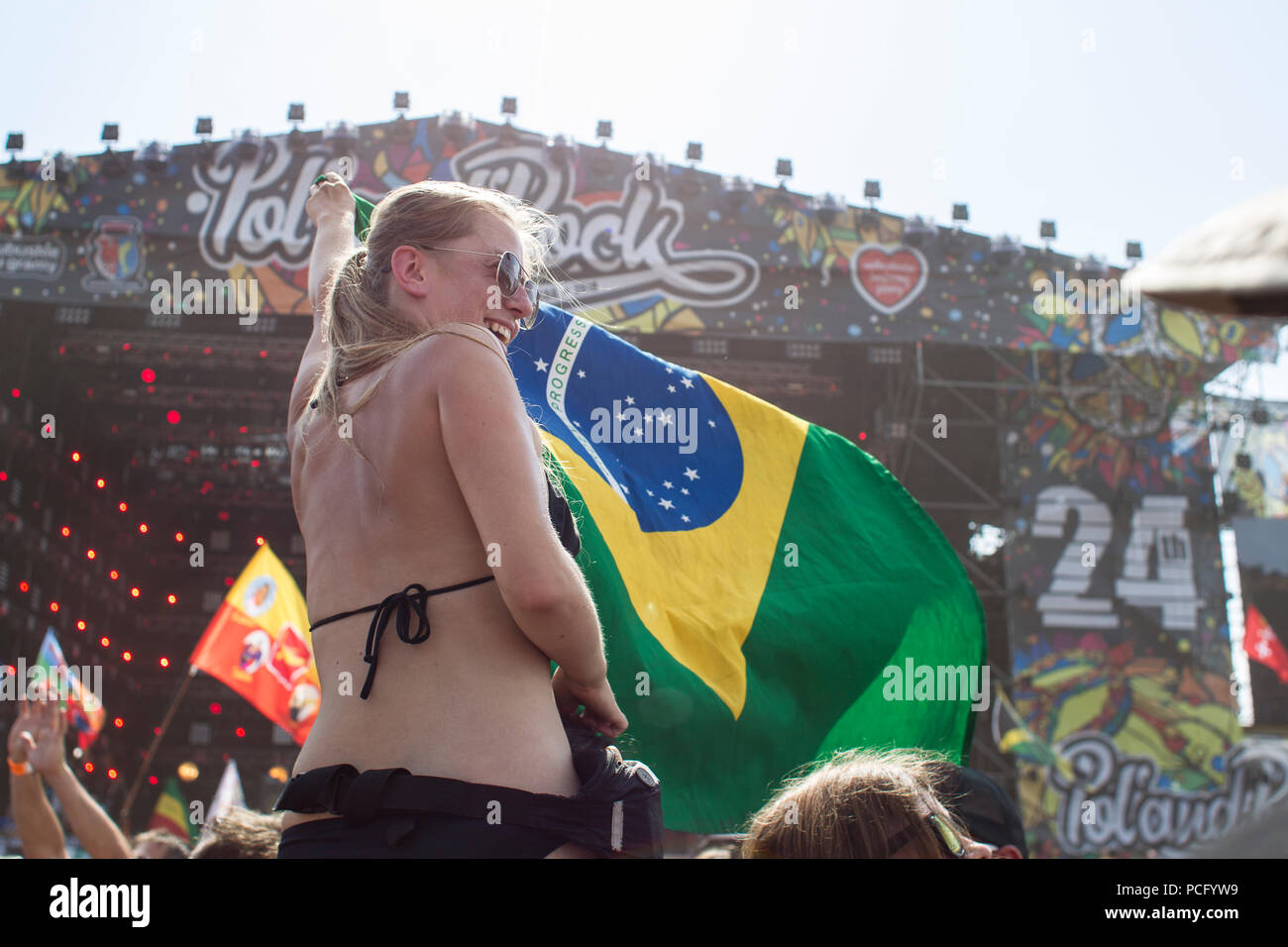 Kostrzyn su Odra, Polonia - 2 agosto 2018. Festival PolandRock uno dei più grandi festival in Europa ha iniziato a. Credito: Slawomir Kowalewski/Alamy Live News Foto Stock
