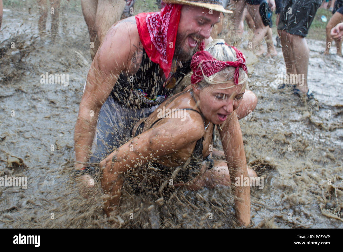 Kostrzyn su Odra, Polonia - 2 agosto 2018. Festival PolandRock uno dei più grandi festival in Europa ha iniziato a. Credito: Slawomir Kowalewski/Alamy Live News Foto Stock