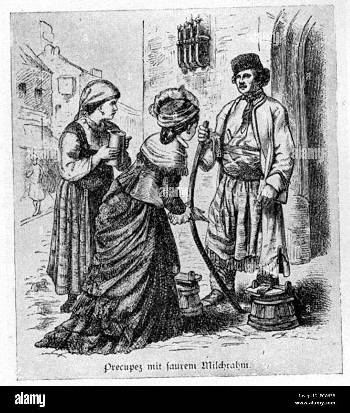 104 mercante bulgaro vendere latte, 1880 Foto Stock