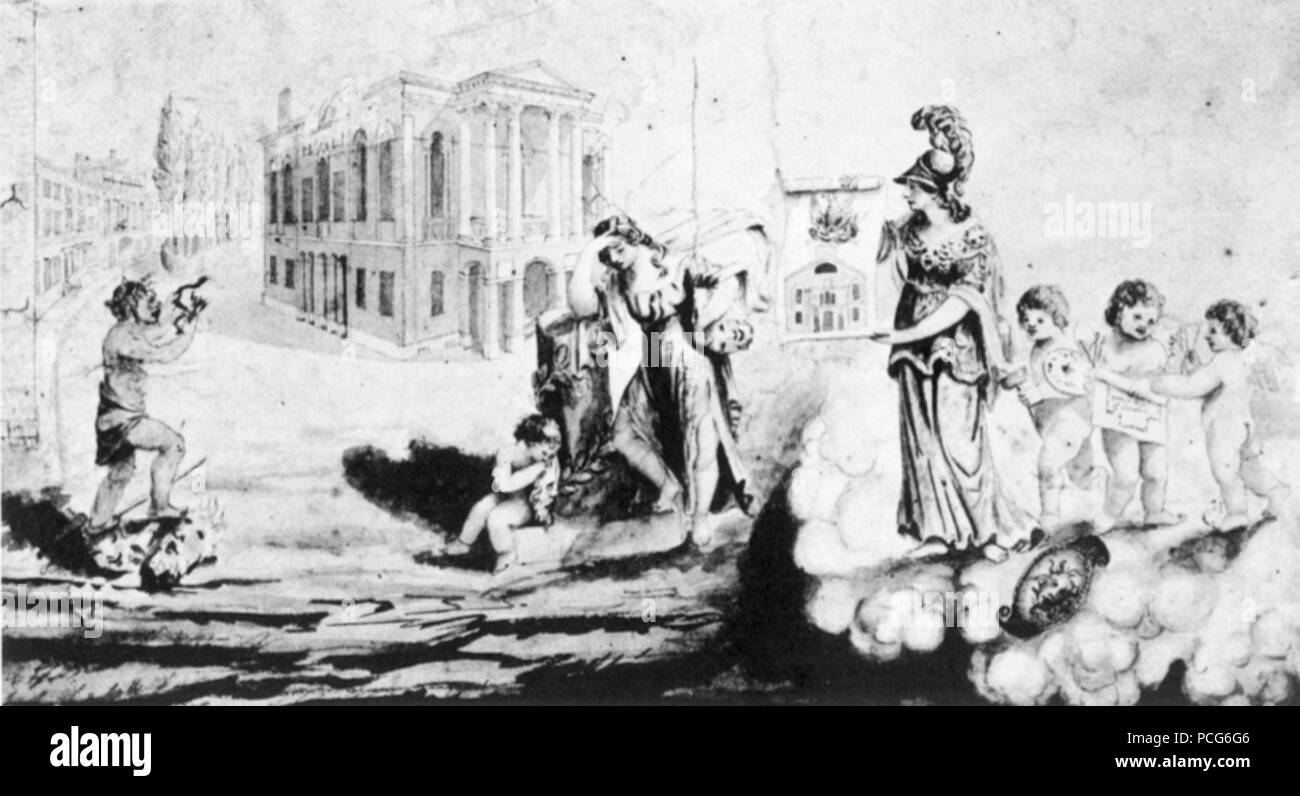 106 bruciare il Federal Street Theater BostonianSociety ad acquerello Foto Stock