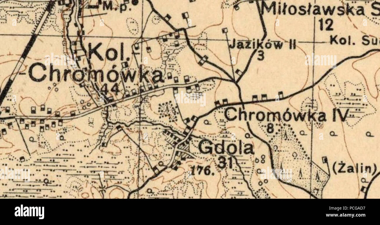 130 Chromówka na mapie Wojskowego Instytutu Geograficznego z 1931 r. Foto Stock