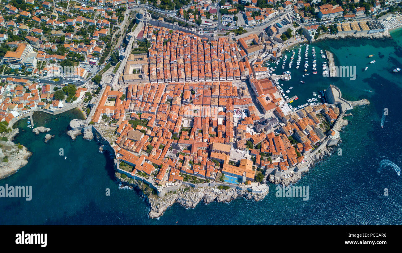 Mura della Città Vecchia di Dubrovnik, Croazia Foto Stock