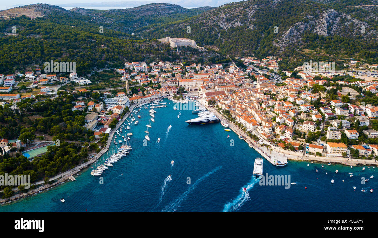 Vista aerea di Hvar, Croazia Foto Stock