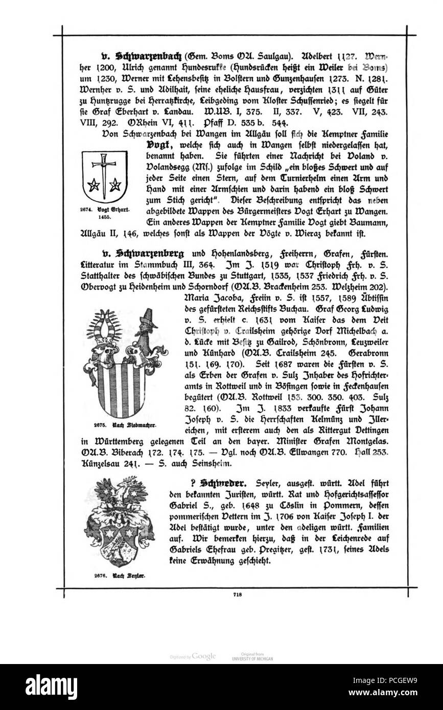 Alberti Wuerttembergisches Adels- und Wappenbuch 0718. Foto Stock