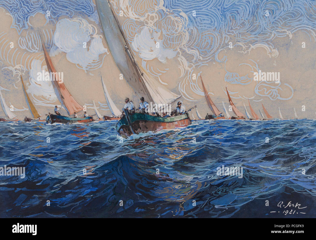 Albert Sirk - Ribiške barke. Foto Stock