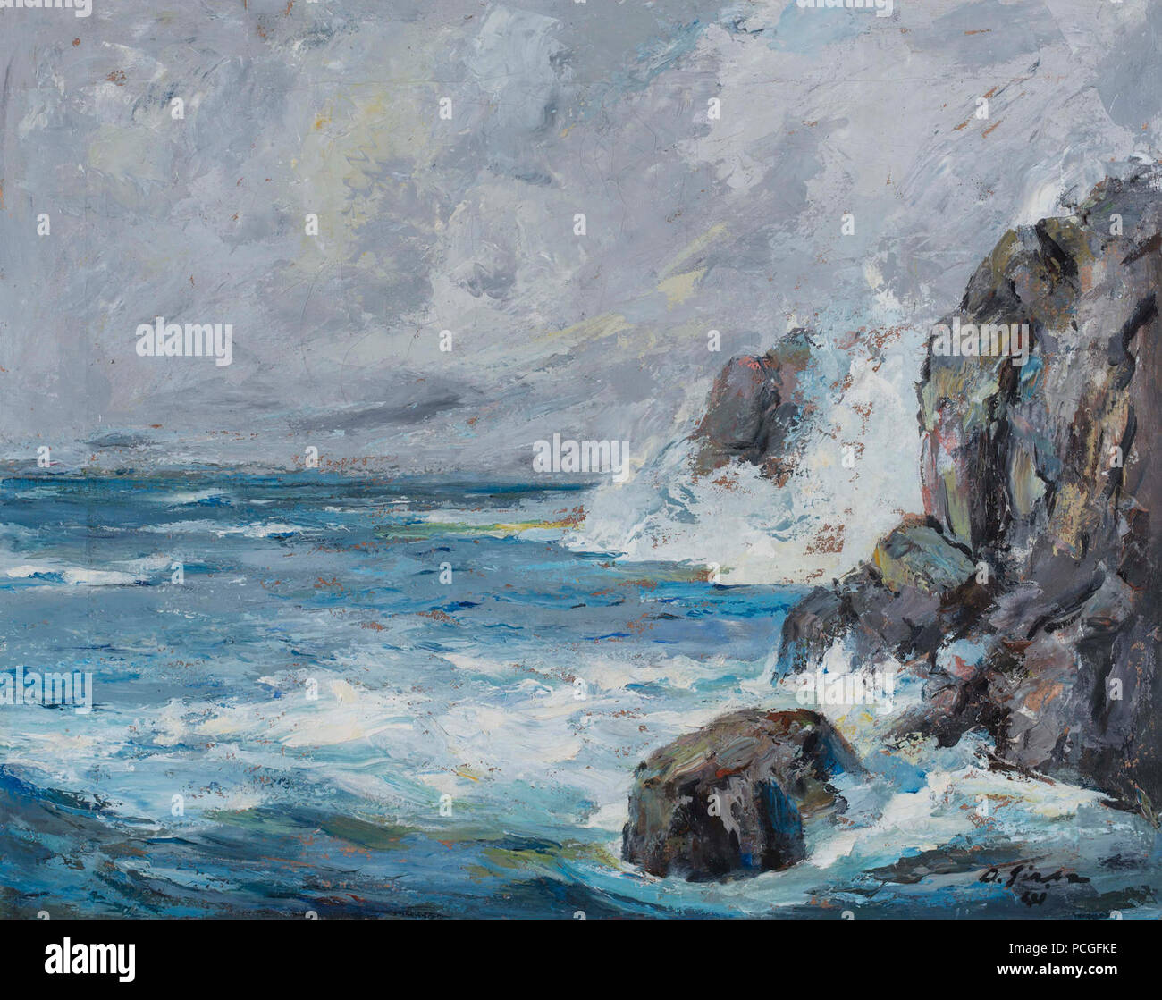 Albert Sirk - Morje pečinah ob. Foto Stock
