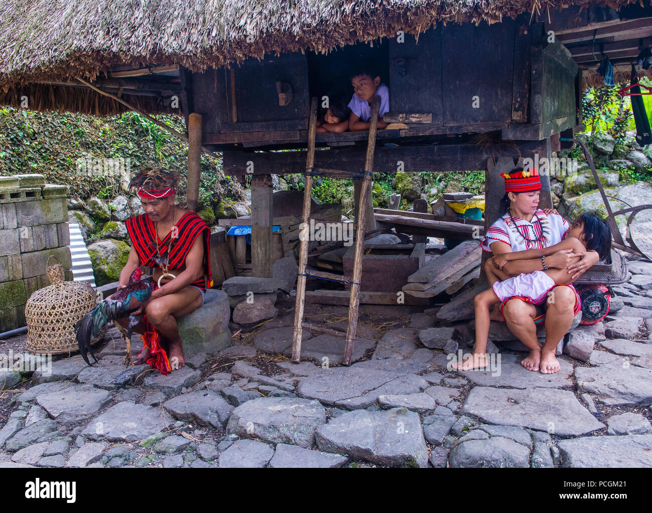 Persone della minoranza Ifugao a Banaue nelle Filippine Foto Stock