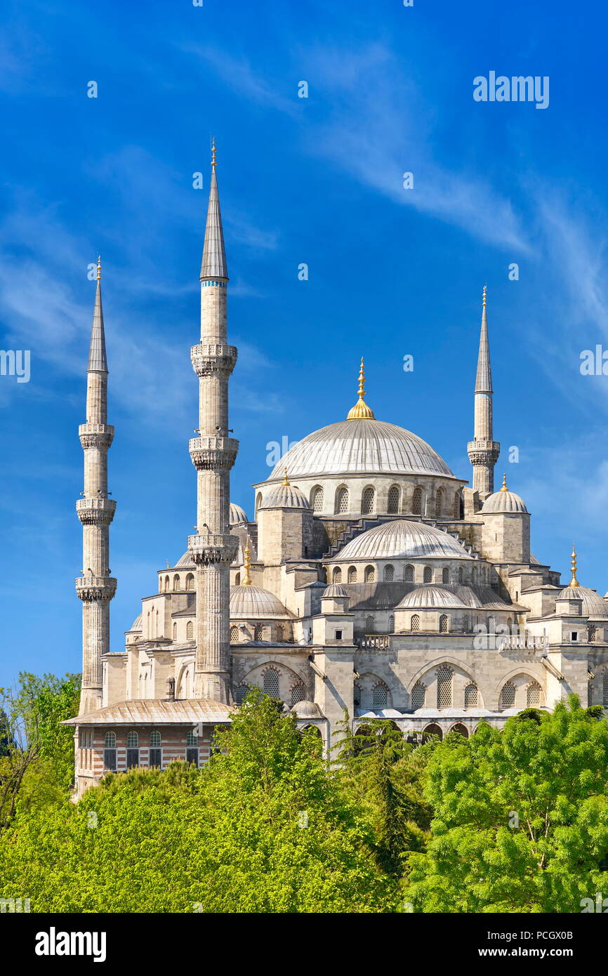 La Moschea Blu, Sultan Ahmed moschea, Sito Patrimonio Mondiale dell'UNESCO, Istanbul, Turchia Foto Stock
