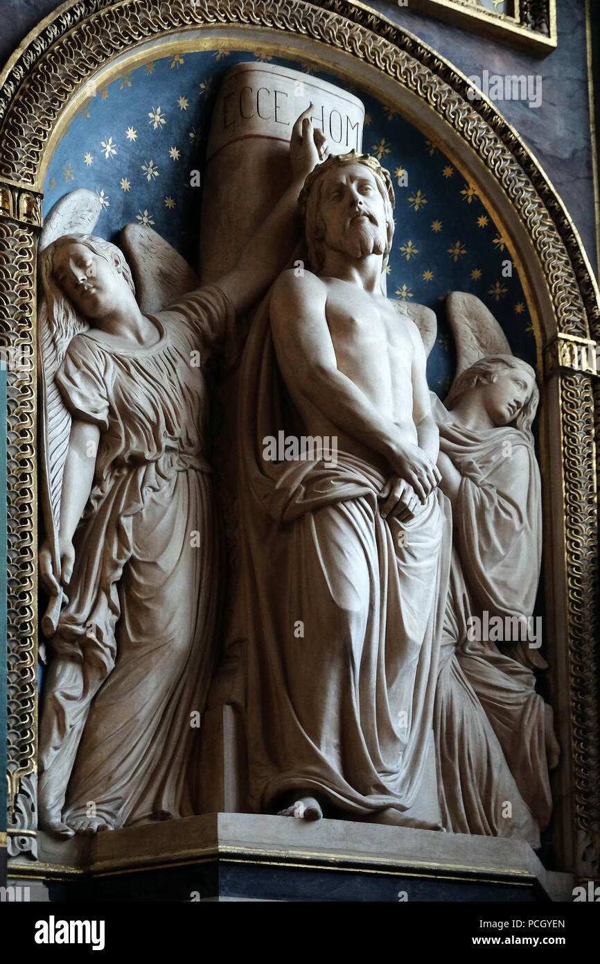 Ecce Homo da Antoine Etex nella Cappella delle Anime del Purgatorio, Saint Eustache chiesa a Parigi, Francia Foto Stock