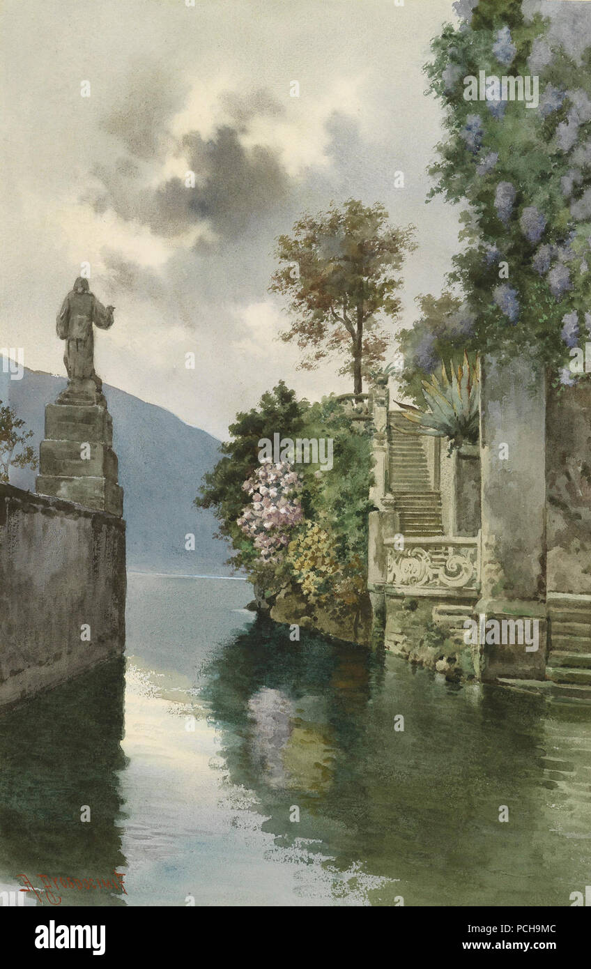 Alberto Prosdocimi Steintreppe zum Seeufer. Foto Stock