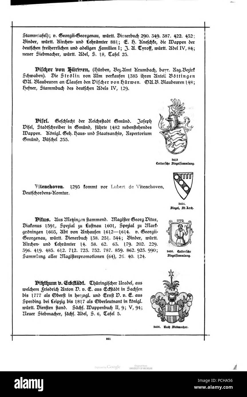 Alberti Wuerttembergisches Adels- und Wappenbuch 0921. Foto Stock