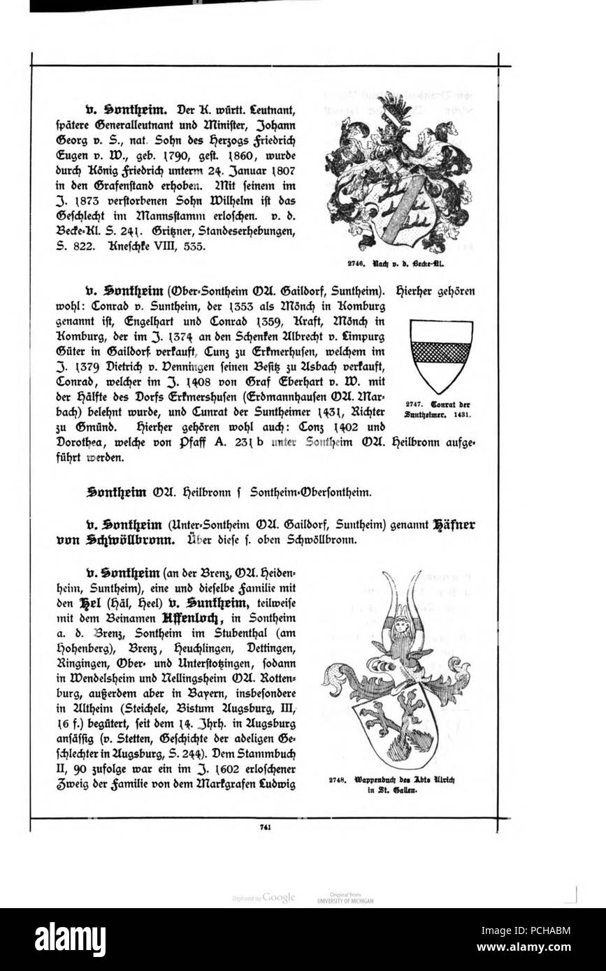 Alberti Wuerttembergisches Adels- und Wappenbuch 0740. Foto Stock