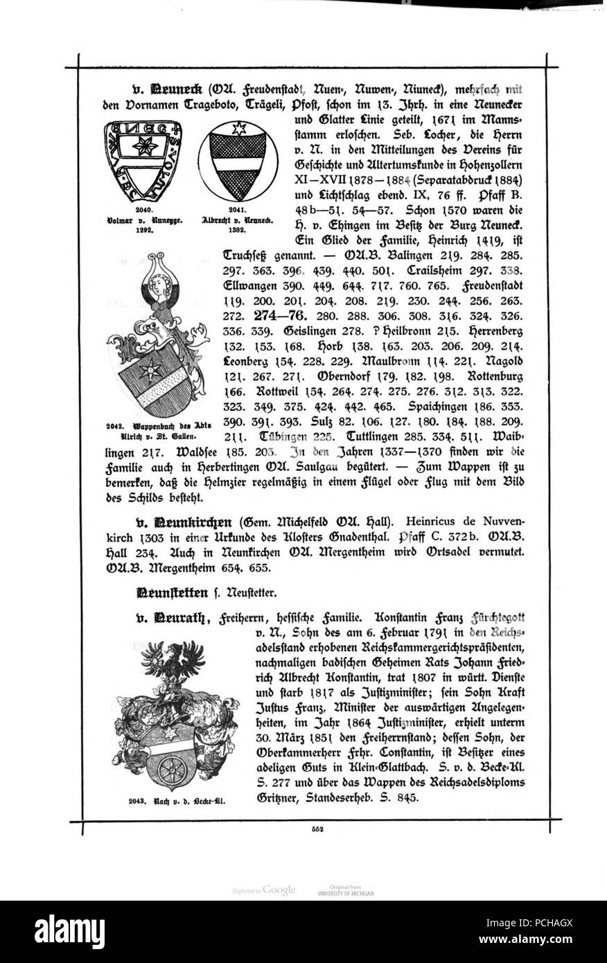 Alberti Wuerttembergisches Adels- und Wappenbuch 0552. Foto Stock