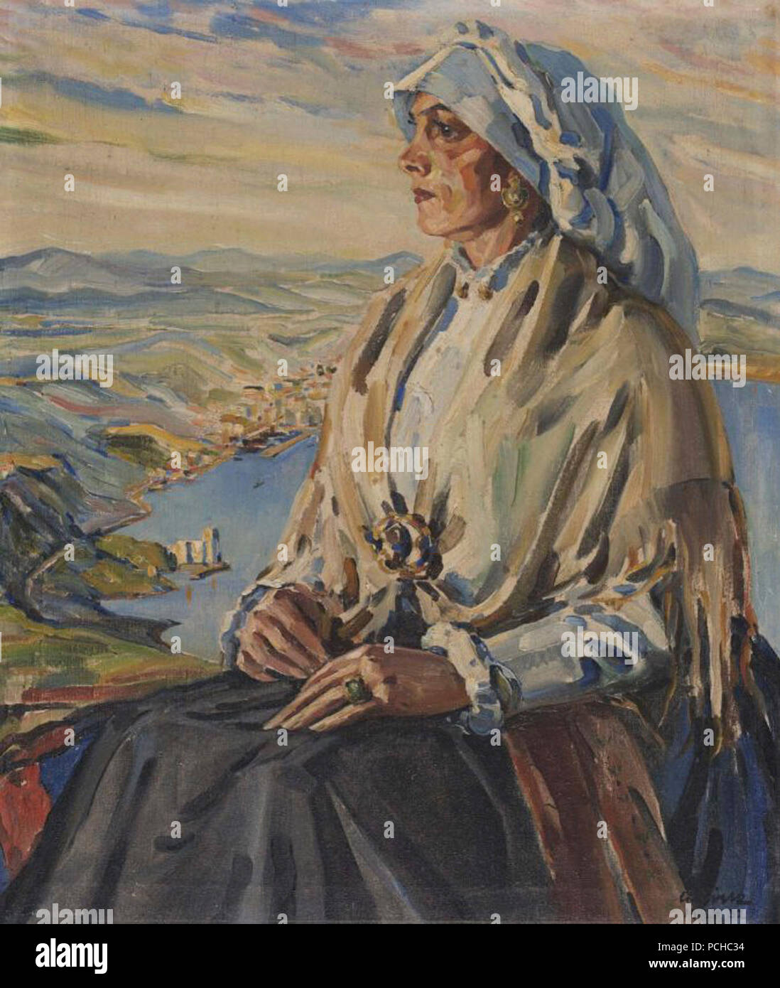 Albert Sirk - Portret Sirkove žene v narodni noši. Foto Stock